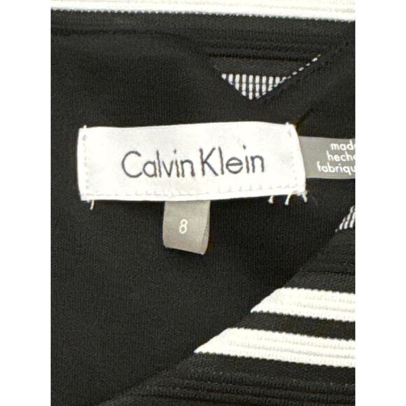 Calvin Klein Black and White Stripe Sheath Dress Size 8 - Picture 7 of 8